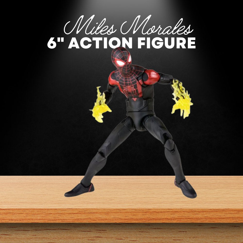 6" Miles Morales Action Figure with mask and glowing hands.